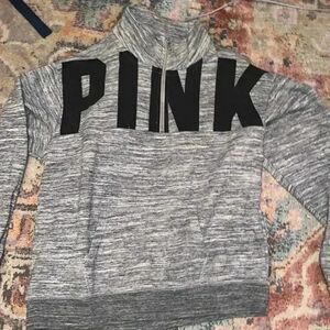 Victoria's Secret PINK Sweater Womens S Pullover Long Sleeve 1/4 Zip Mock Neck